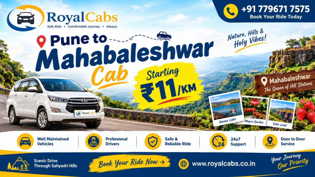 Pune to Mahabaleshwar Cab | Starting ₹11/KM – Royal Cabs